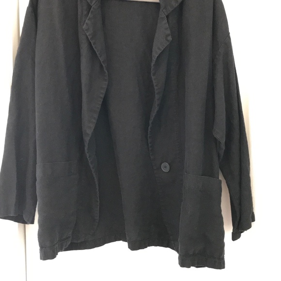 Love and Confuse 100% Lithuanian Linen Relaxed Fit Blazer, Black, Size Large - Picture 2 of 5
